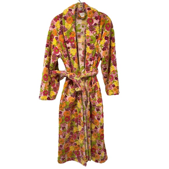Soft Surroundings Other - Vintage Soft Surroundings Plush Pink Floral Retro Fleece Blend Long Robe P Small
